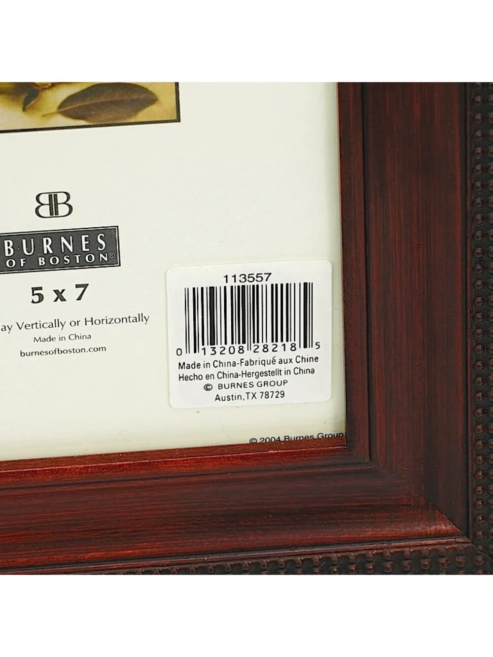 BURNES of BOSTON Photo Frame 5x7 Brown Wood Picture Frame Desk or Wall